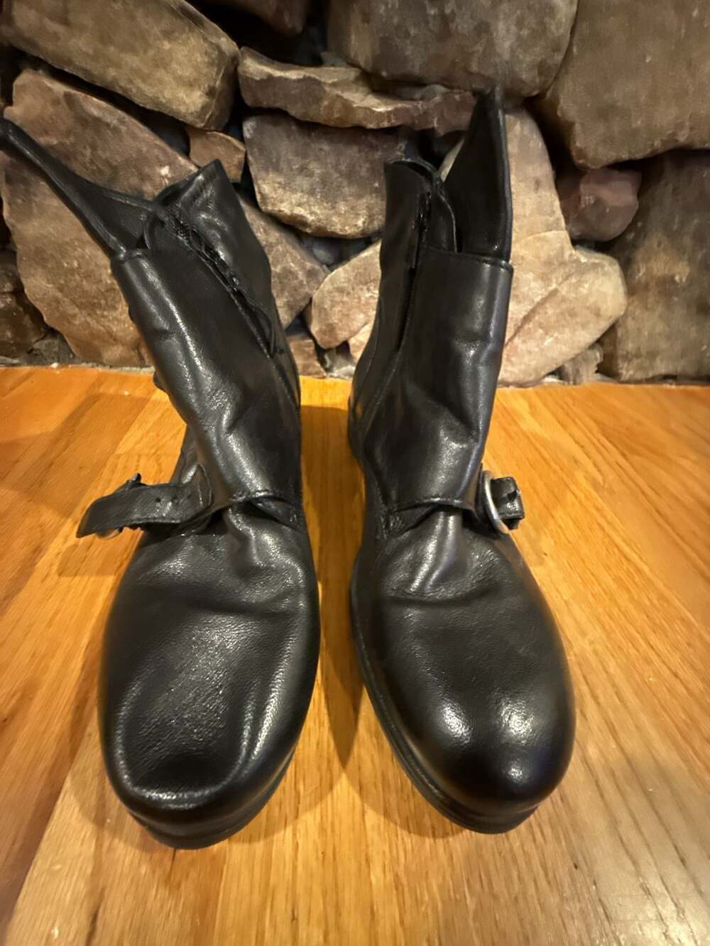 Miz Mooz Verona Collection Black Leather Buckle Ankle Boots